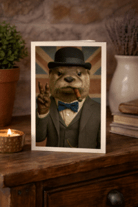 Close-up of Colonel Otterly British otter artwork