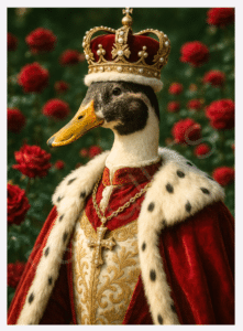 His Majesty King Quackston I duck wall art print