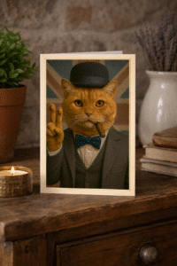 Close-up of Major Whiskerton black cat wall art