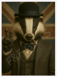 Sir Basil the Badger British badger wall art print