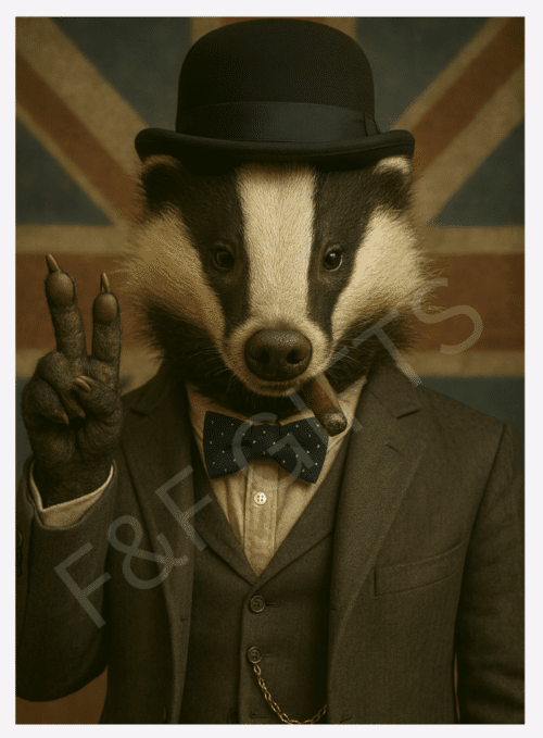 Sir Basil the Badger British badger wall art print