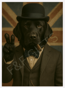 Sir Coalwell Black Labrador wall art print
