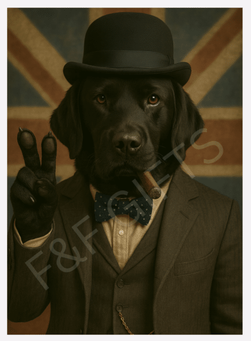 Sir Coalwell Black Labrador wall art print