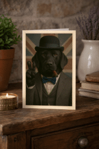 Close-up of Sir Coalwell Black Labrador artwork