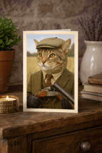 Close-up of Sir Whiskers of Westmorland countryside cat artwork