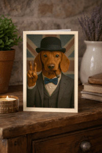 Close-up of Sir Winston Weenie Dachshund artwork