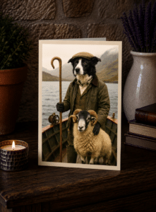 Close-up of The Shepherd's Voyage Border Collie and sheep wall art