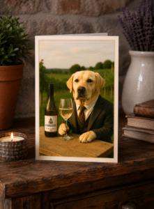 Close-up of The Sommelier's Choice Golden Labrador wall art