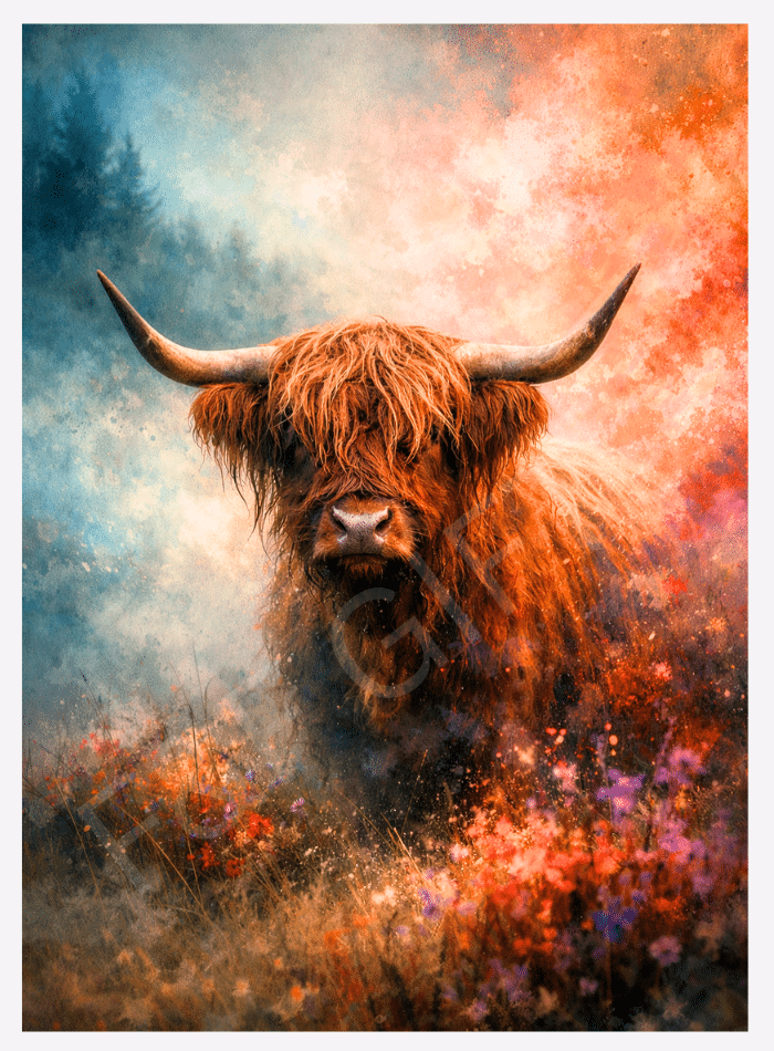 Highland Ember Highland cow wall art print
