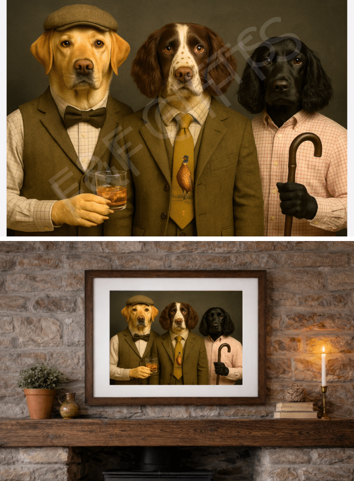 The Country Gentlemen countryside gundog wall art print