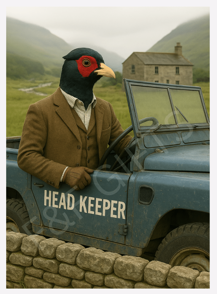 The Pheasant Head Keeper gamekeeper wall art print